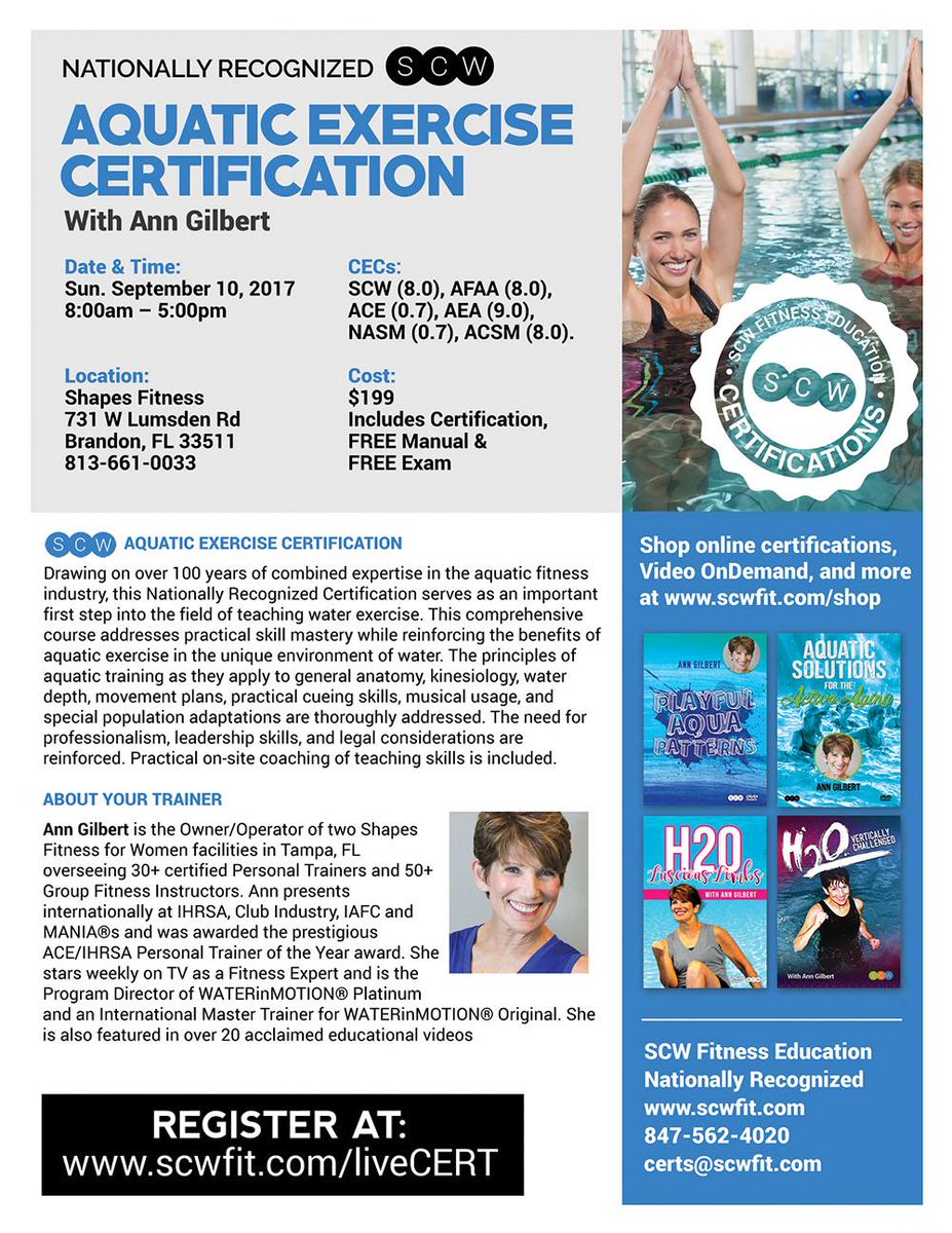 💦 We have live certifications coming up in Florida in September!
For more info and registration:
Aquatic Exercise: cvent.com/d/v5qgcd