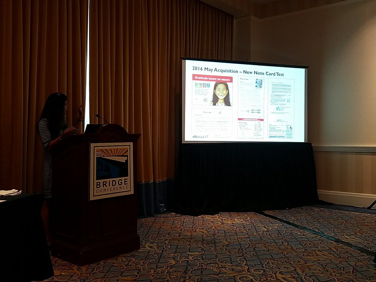 SageWorksForYou's tweet photo. @SavetheChildren's Elena Consalvo talking about a new note card test at #Bridge17... #fundraising #nonprofit #nonprofiits https://t.co/3dbXlkvYBZ