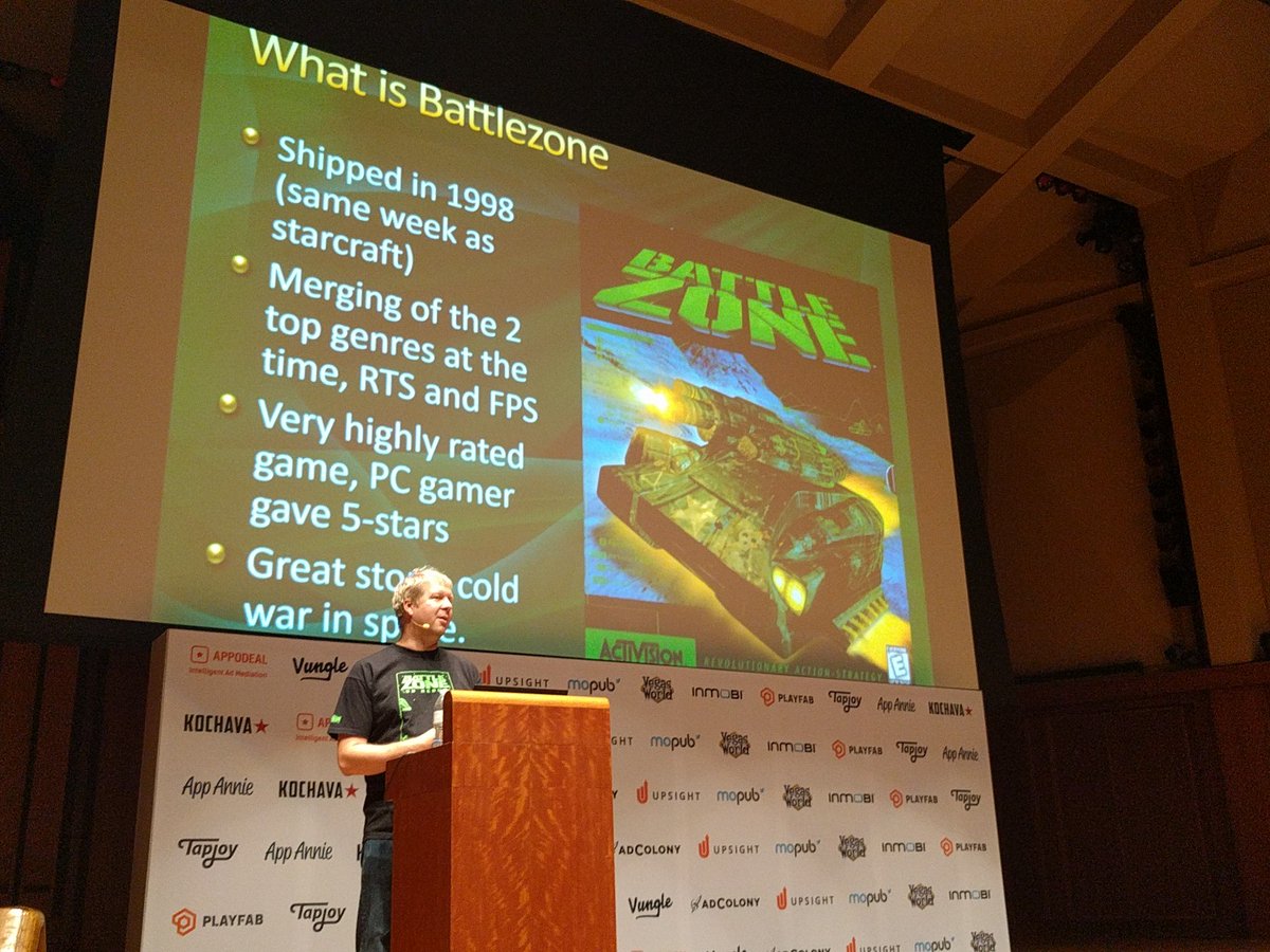 takesontech's tweet photo. #BattleZone98Redux talk at #CausalConnect is great. Long live #Win9X gaming. 318 mods are out for it updated version @Rebellion https://t.co/6MLkzDVWpg