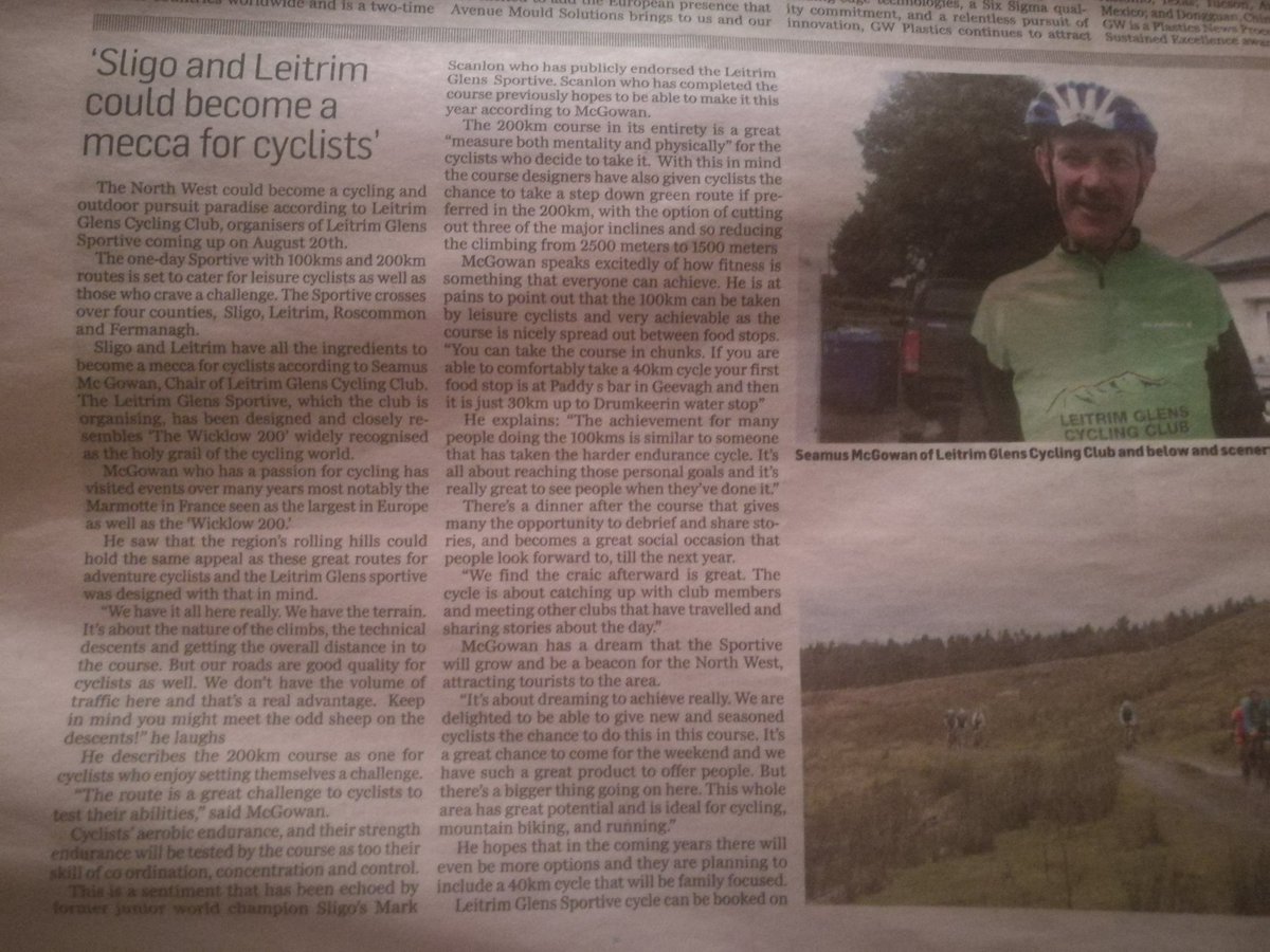 Glens_Cycling's tweet photo. Sligo and Leitrim could become a mecca for cyclists according to Seamus McGowan. Book online for the #LeitrimGlensSportive Aug 20th. https://t.co/YTDRgYDwXY