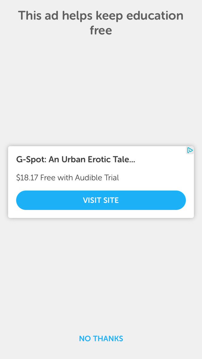 CaRichardson2's tweet photo. @duolingo I see you have added ads. No prob. This ad for porn?Problem! No Duolingo for my kids. https://t.co/dS1H5P0O9d
