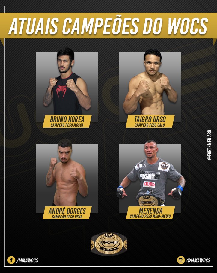 mmawocs's tweet photo. Esses são os atuais detentores de cinturão do WOCS!

E aí, quem você acha que será o próximo a figurar neste quadro?

Fique de olho! #WOCS46 https://t.co/qW2NmkUaYp