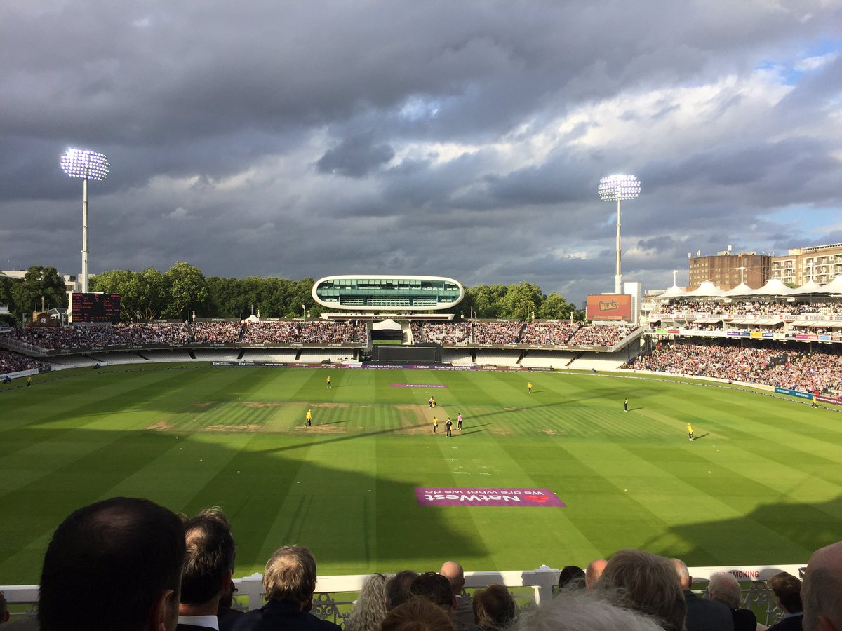 TomBurnBeijing's tweet photo. A rarity: going to a sporting event at which my team wins. @hantscricket give @Middlesex_CCC a good thrashing at Lords in the T20 https://t.co/TAx40IKmc5