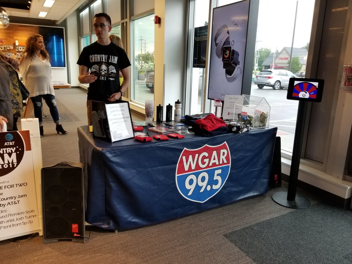 Come see us and spin the #WGAR prize wheel! Also enter to win tix to Country Jam 2017. Find us here 28101 Chagrin Blvd until 7pm!
