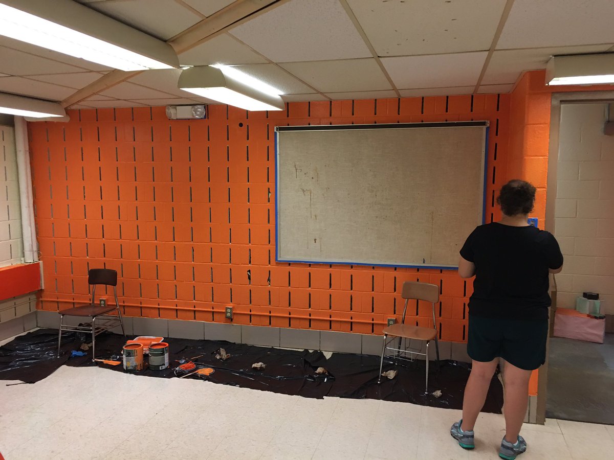 TMichocki's tweet photo. @EasternTechHS working hard with @ETHSTAM and @ETHS_Makerspace to transform this space into a center for teacher PD. #TechPD #TechPLC https://t.co/SL8h7UwLKF