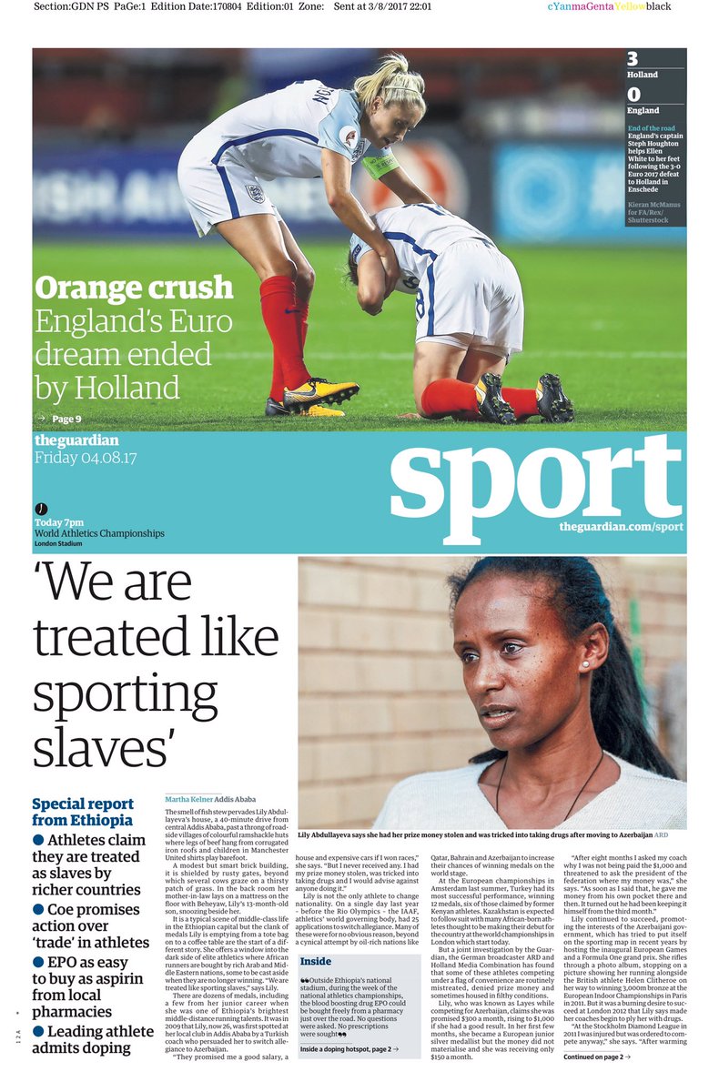 hendopolis's tweet photo. GUARDIAN SPORT: 'We are treated like sporting slaves' #tomorrowspaperstoday https://t.co/9nxsCHI77U