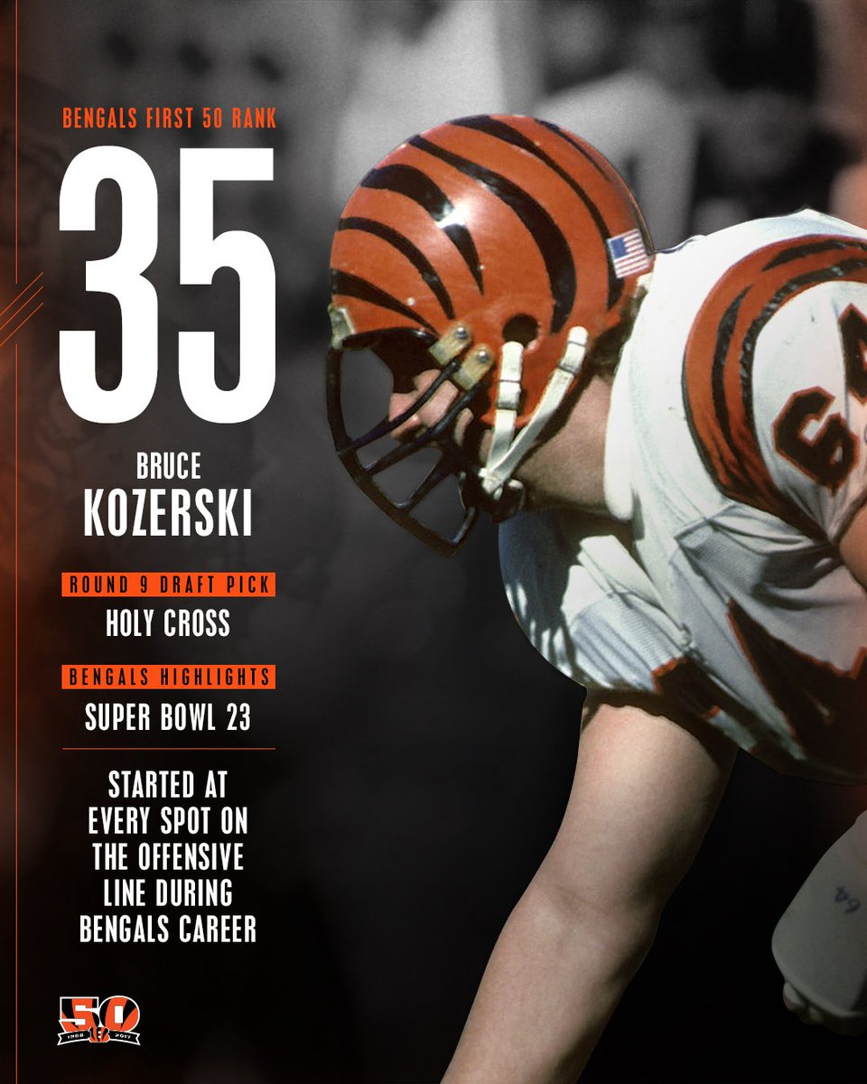 35 days until #BALvsCIN.  Number 35 in the #BengalsFirst50: Bruce Kozerski  #Bengals50 https://t.co/p6h1QB8OOu
