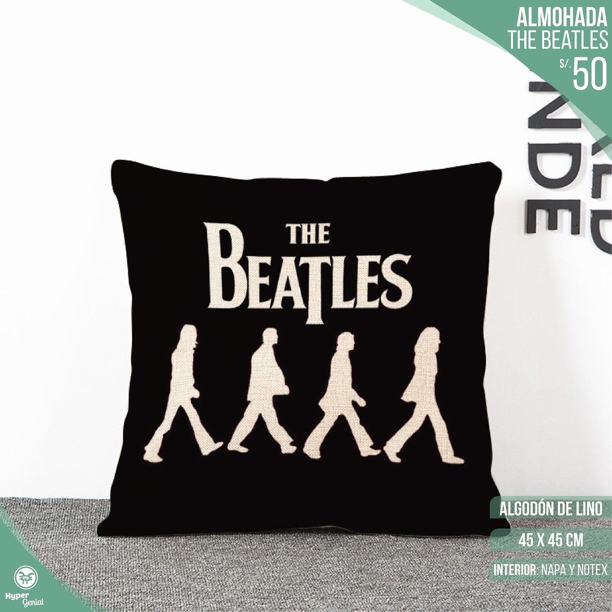 HyperGenial_'s tweet image. Almohada de #thebeatles en su histórico paso en #abbeyroad, gran calidad en lino, sólo en #Hypergenial