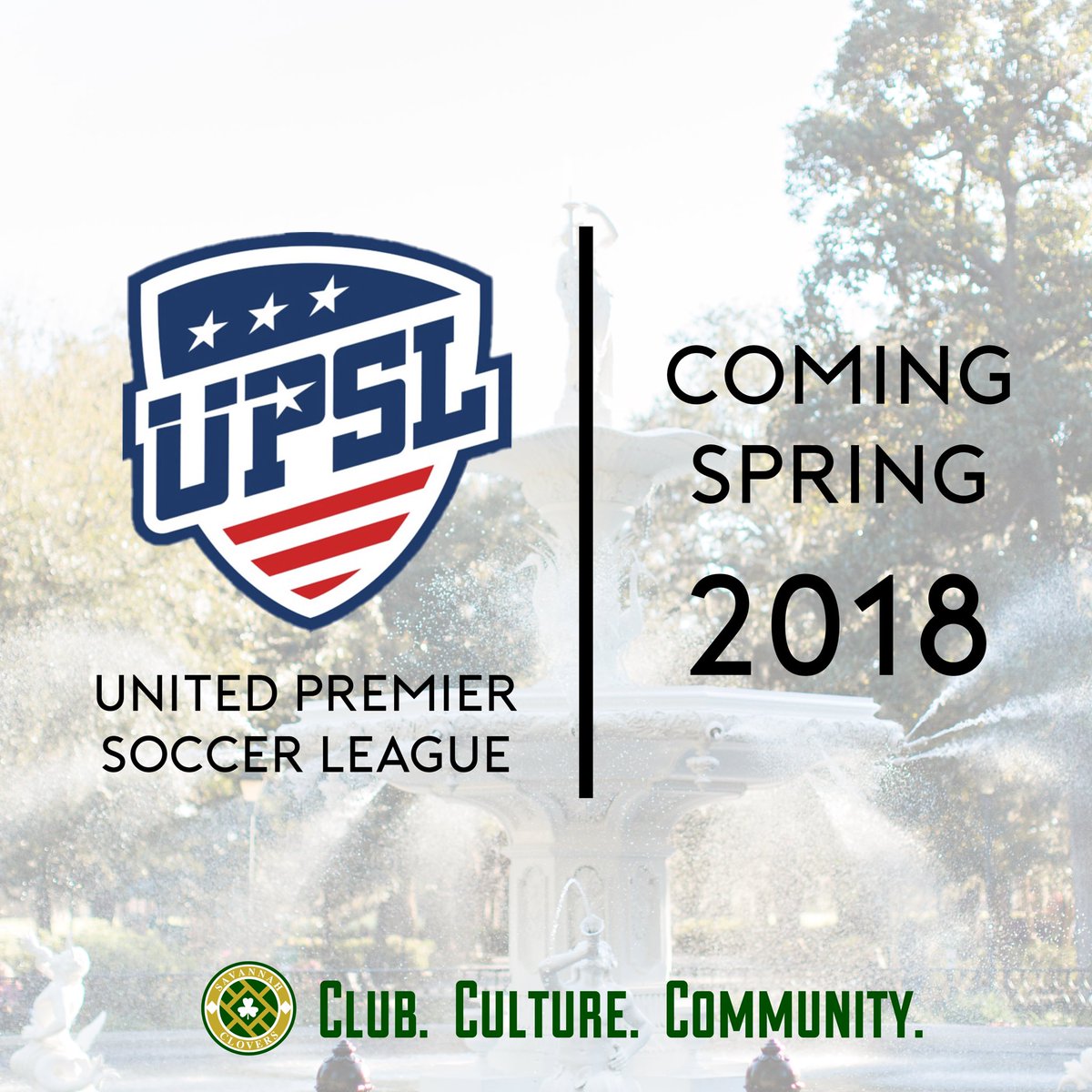 SavCloversFC's tweet photo. Proud to announce we will be competing in the @UPSLsoccer in Spring of 2018! https://t.co/36KGbTHLEk #savannah https://t.co/dAKDPKTdhp