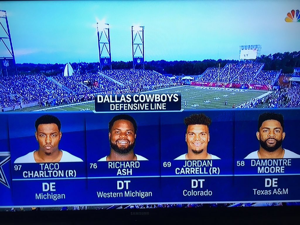 FakeSportsCentr's tweet photo. Cowboys D-Line has names straight from a Key &amp; Peele sketch. 😂😂😂 https://t.co/myhZK2cY6n