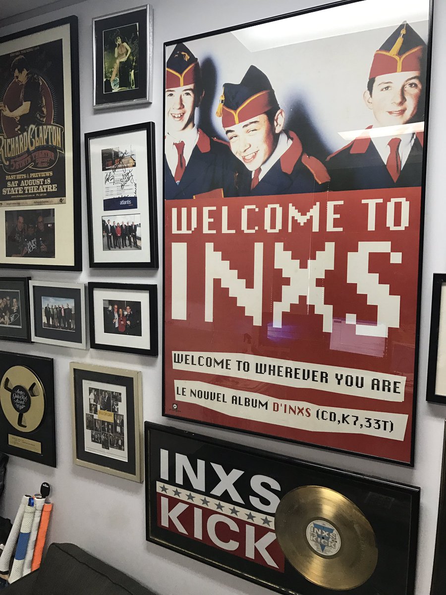 jaggesy's tweet photo. On my office wall !! Vive le @INXS #25th Awesome times with you all @JonFarriss @Andrew_Farriss @KirkPengilly 🎸🎼🎹🎷🥁🎤see you next week Jonny https://t.co/ub5Y0umT61