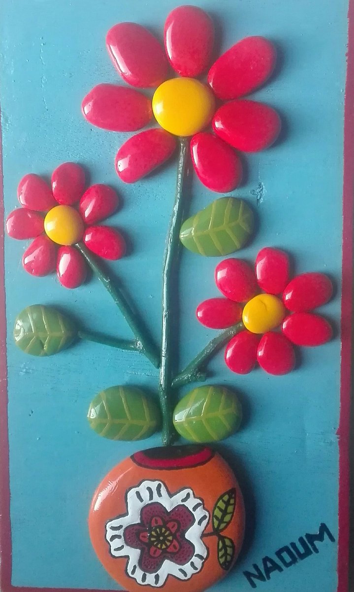 this fantastic painting was created by stones and dyeing.