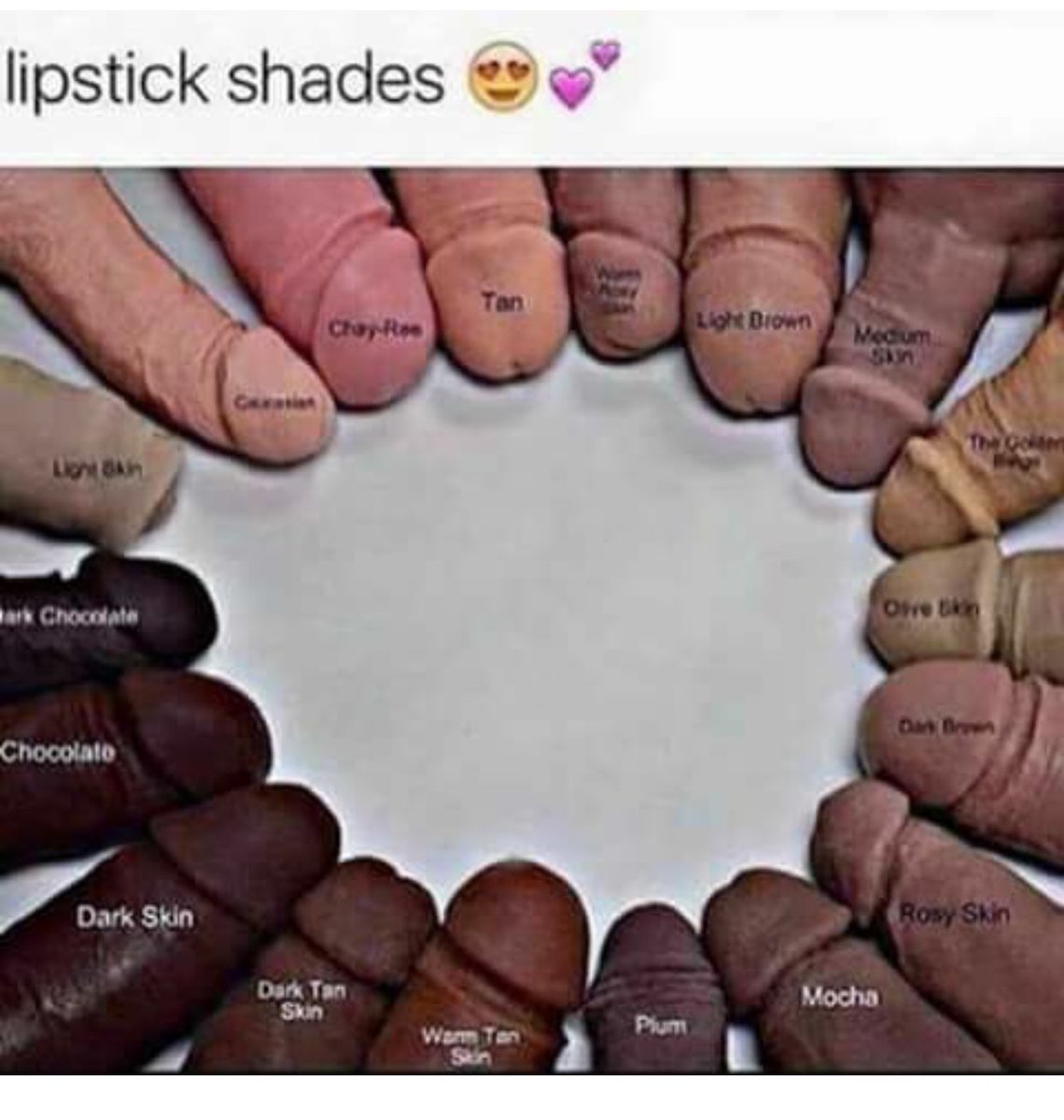 KaneErica's tweet photo. Which shade are you tonight bitches....... #dicksticks https://t.co/odsiYjFZPF