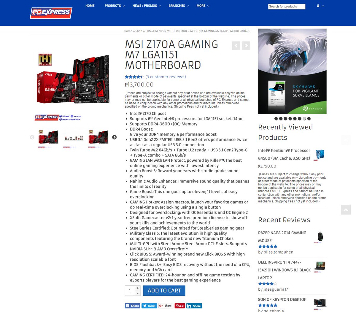 PCExpressPH's tweet image. Trending Item!!!
MSI Z170A GAMING M7 LGA1151 MOTHERBOARD
pcx.com.ph/product/msi-z1…