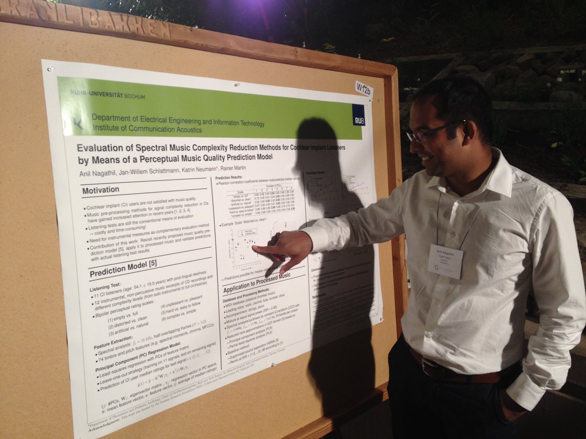 ika_rub's tweet image. Successful poster presentation by A. Nagathil from @ika_rub about #MusicProcessing in #CochlearImplants at the #CIAP, Lake Tahoe, California