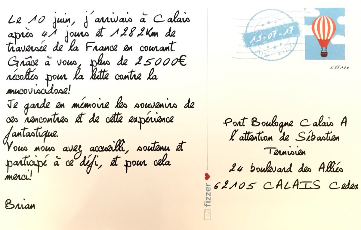 sebterni's tweet photo. Merci Brian pour ta petite carte postale et n'oublies pas de me faire signe pour ton prochain défi 😉. https://t.co/A5ylvIUTHs