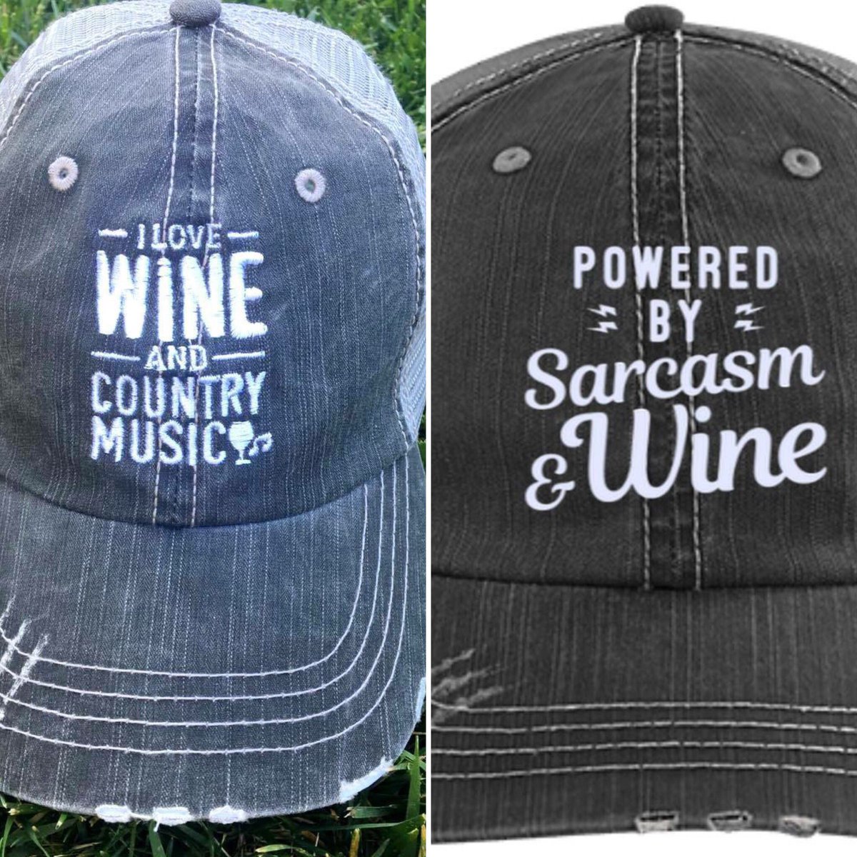 AndreaRobaszek's tweet image. Pretty sure both of these hats will fit me perfectly! #wineisthecommondenominator