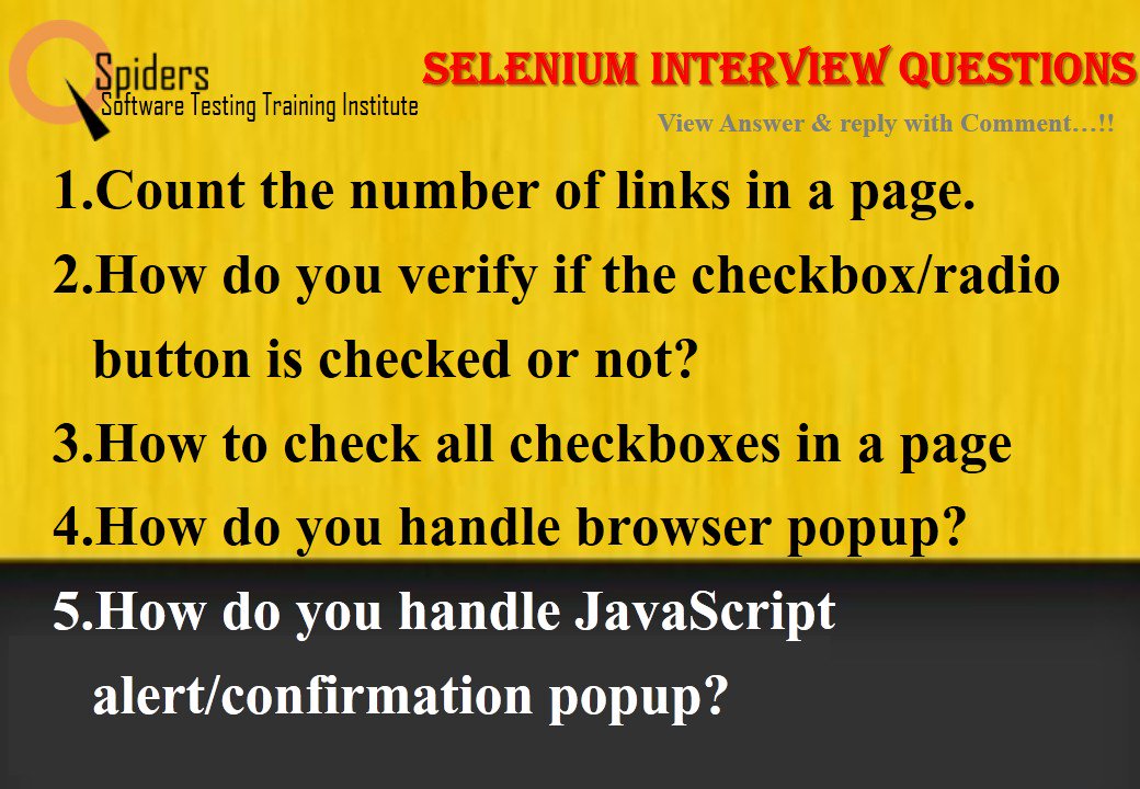 QSpiders__BTR's tweet image. #QSpiders
#Selenium_Interview_Questions?
#View Answer &amp;amp; reply with Comment…!!