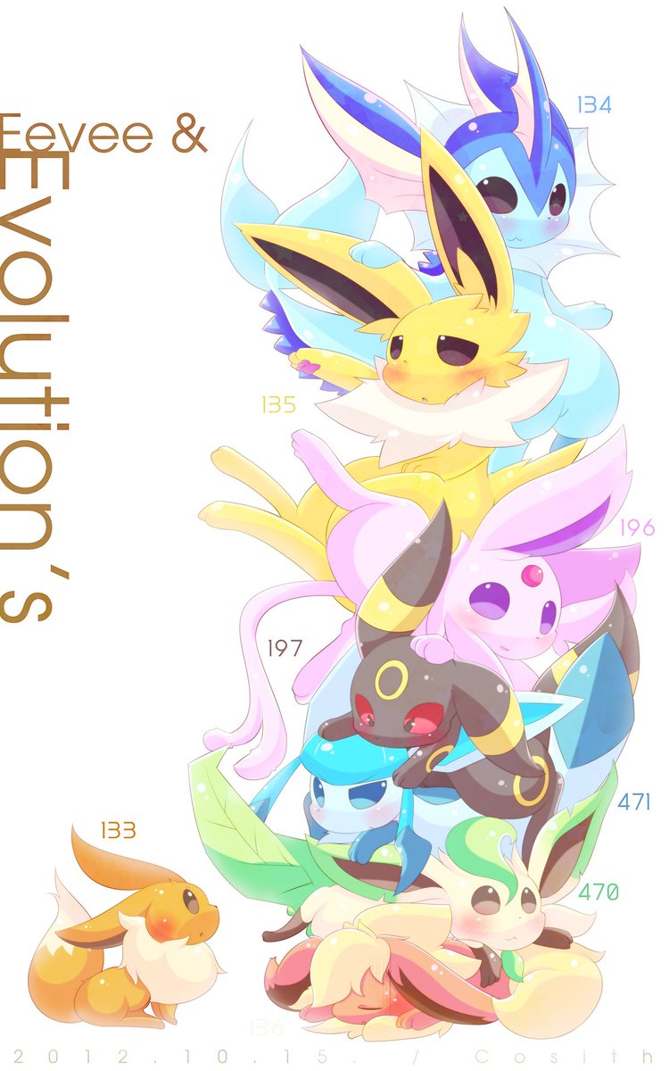 Dashingwanderer's tweet image. Poor Eevee, scared to jump in the crowded pile to measure our height