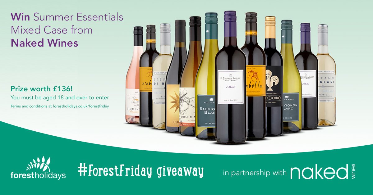 forestholidays's tweet image. It's #ForestFriday time!  Follow &amp;amp; RT for a chance to #WIN Summer Essentials Mixed Case from @NakedWines worth £136!  Ends Mon 10am