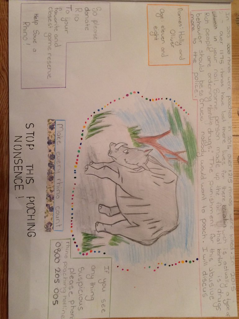 cameron_zar's tweet photo. @SavingSurvivors @SouthMedic_Inc @WorldAnimalNews @ActionForRhinos @SaveOurRhinoK9 @EarthTouch @HelpingRhinos @RememberRhinos @dodo @BBCEarth @projectreduk A message from my 11 &amp; 8 year old....trying to do their part to #stoprhinopoaching &amp; #savetgerhino https://t.co/uE2lzbVu0R