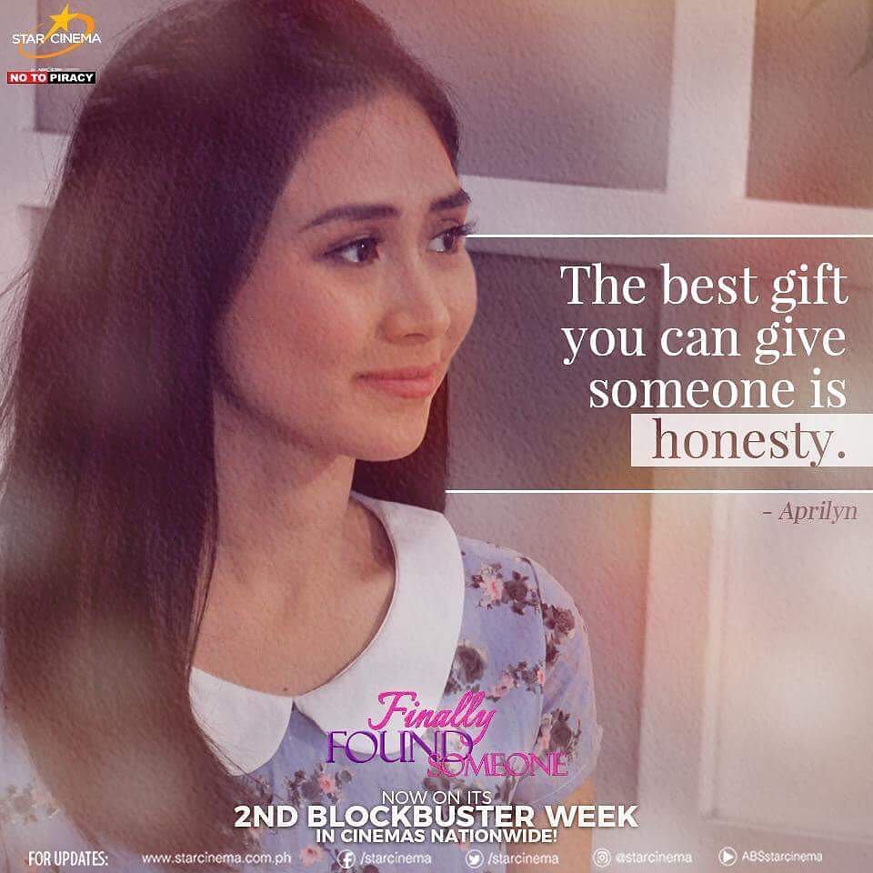 StarCinema's tweet photo. Kahit kanino, kahit ano pang relasyon niyo, dapat honest ka! #FinallyFoundSomeone #FinallyFoundSomeoneBoxOfcWk2 https://t.co/nDSkByXqHE