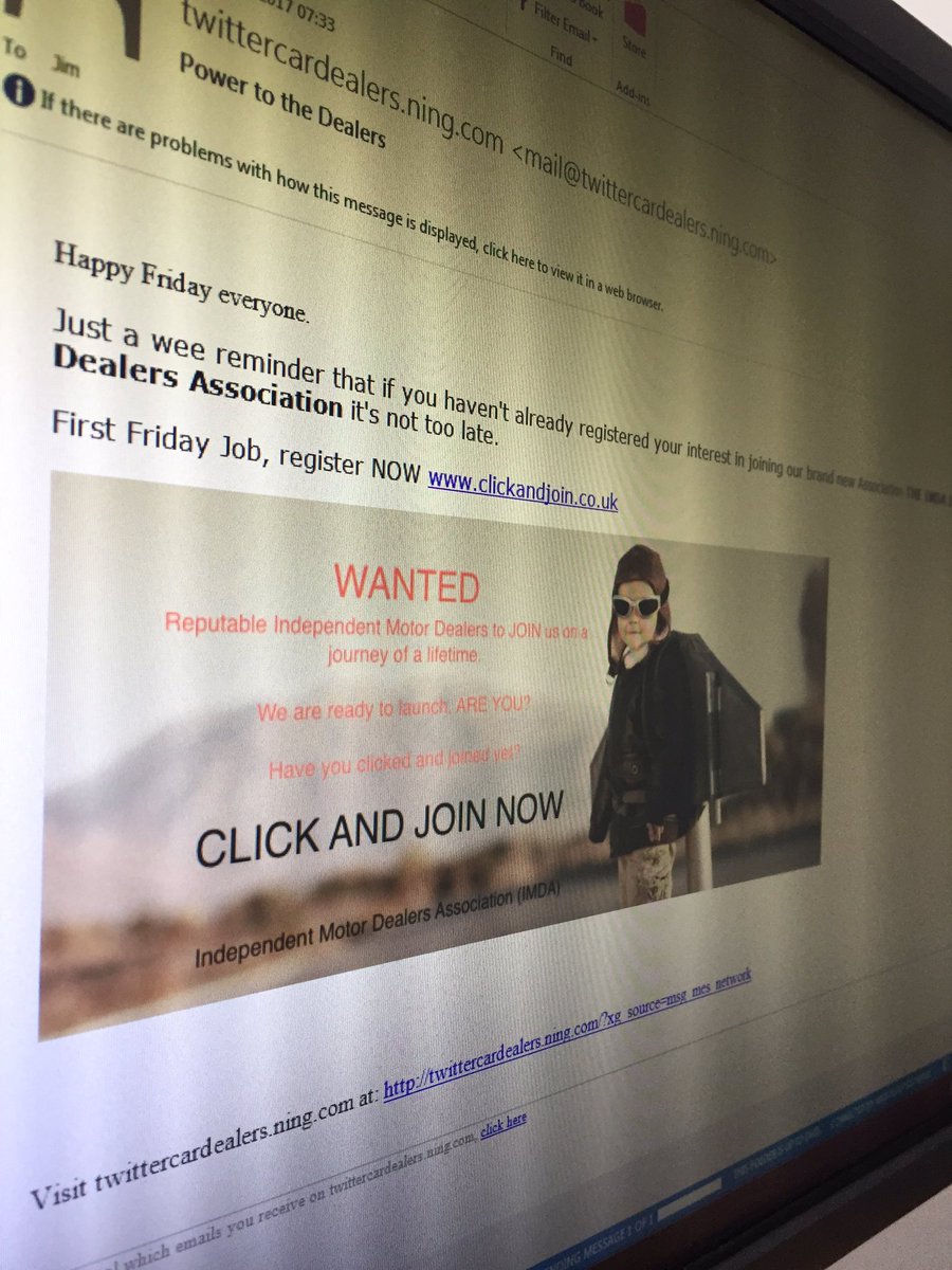 IMDA2017's tweet image. Who else received this email thie morning? #joinTheIMDA #dealers #motortrade #IMDA #clickandjoin