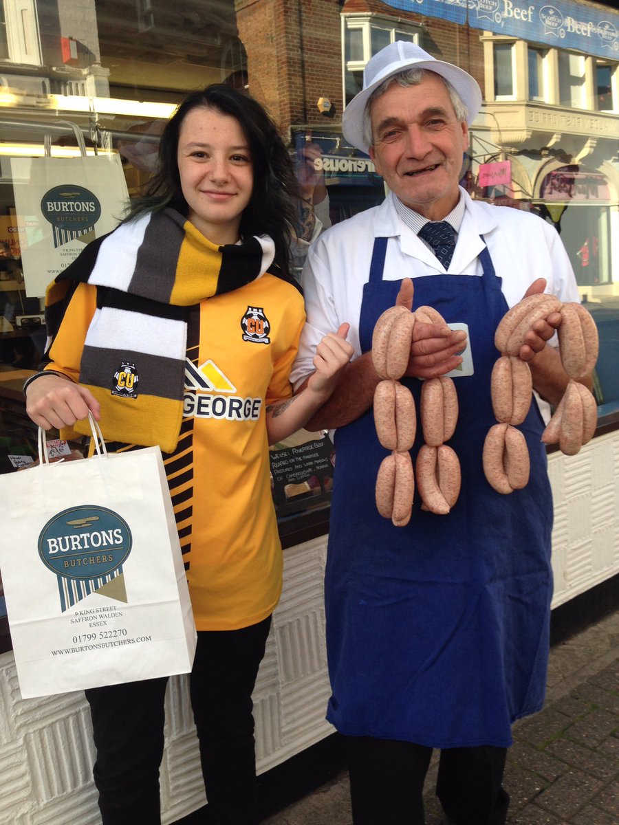 #CambridgeUtdFC black and amber sausages at Burtons this weekend to kick off the new season. Good luck from us !