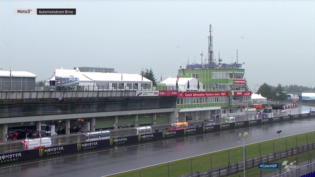 MotoGP's tweet photo. Dobré ráno from a wet Brno! 🌧

#CzechGP https://t.co/yl8rC4ZdRo