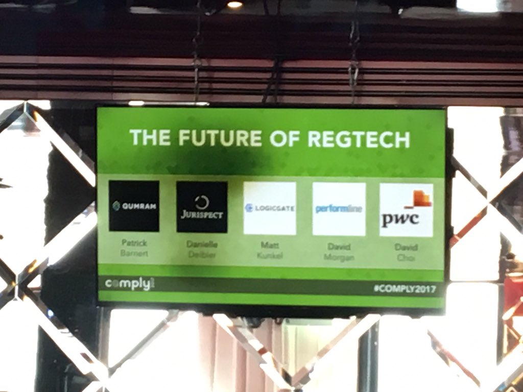 QumramAG's tweet photo. “There is no future in #compliance without tech enablement” @pbarnert shares his thoughts after #COMPLY2017 https://t.co/niHlOVxstr #RegTech https://t.co/MpTVO0wsd3