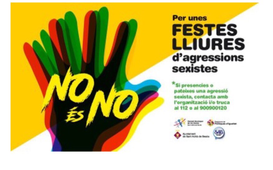 MovEsqSAB's tweet photo. Al setembre #festamajorsab amb campanya institucional " Per unes Festes lliures d'agressions sexistes" en la que hem participat i ens sumem👍 https://t.co/x0miDiWeDl