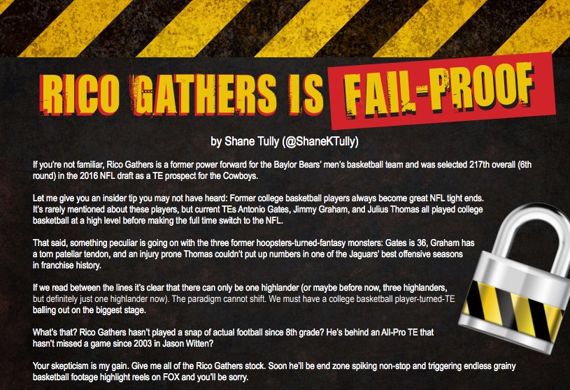 this rico gathers piece by @ShaneKTully from last year's ff comedy hour draft guide has aged nicely 👀🔮🍷