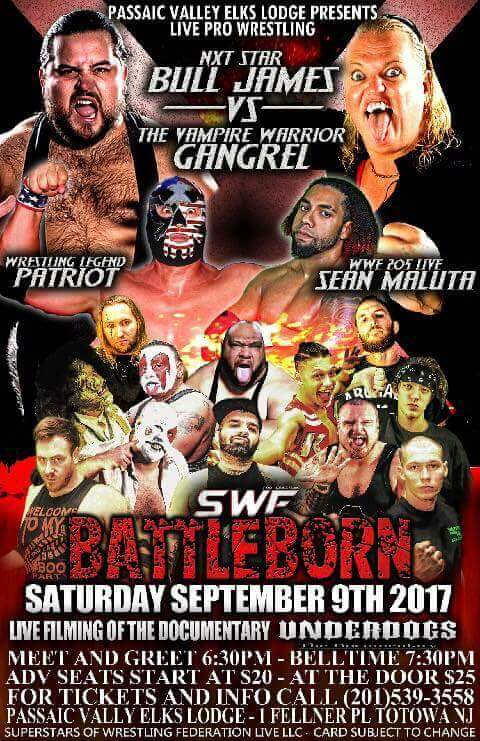 AceMarxman's tweet photo. Sept 9th see your favorite assassin team up with wwe legend the patriot at @SWFwrestling247 battleborn against the 5 guys! https://t.co/HUKvBxg3mc