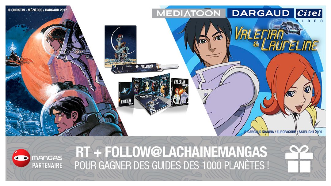 LaChaineMangas's tweet photo. À l'occasion de la sortie de #Valerian jouez avec @CitelVideo et les @EditionsDargaud pour gagner de nombreux lots  ►https://t.co/nYdTkwxocv https://t.co/0qtacSOoiF