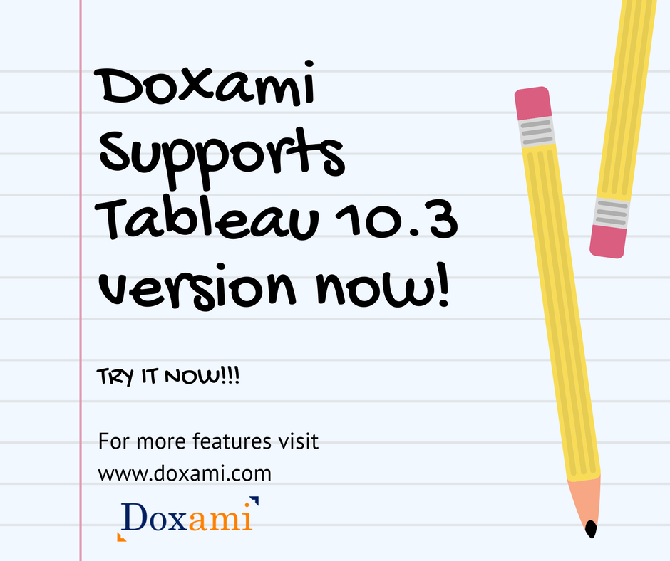 Doxami4u's tweet photo. We are pleased to announce that we are upgrading #Doxami to support #Tableau10.3 #documentation.https://t.co/odOv8t7pIH https://t.co/GGgCy4fkMA