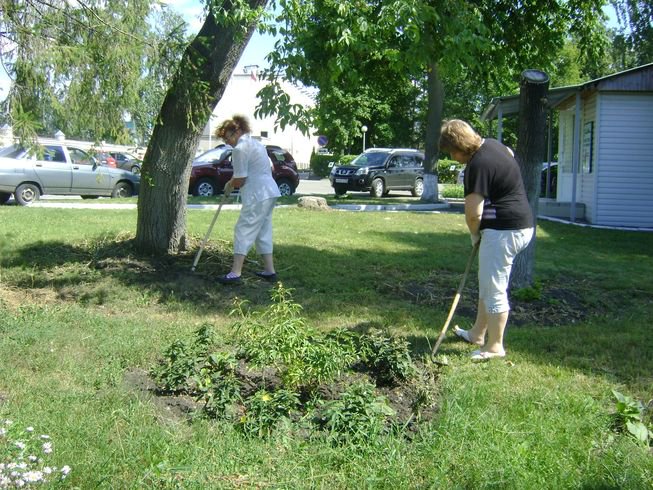 "Санитарная пятница"в ДШИ "Лира": поддерживаем надлежащий порядок на прилегающей территории.