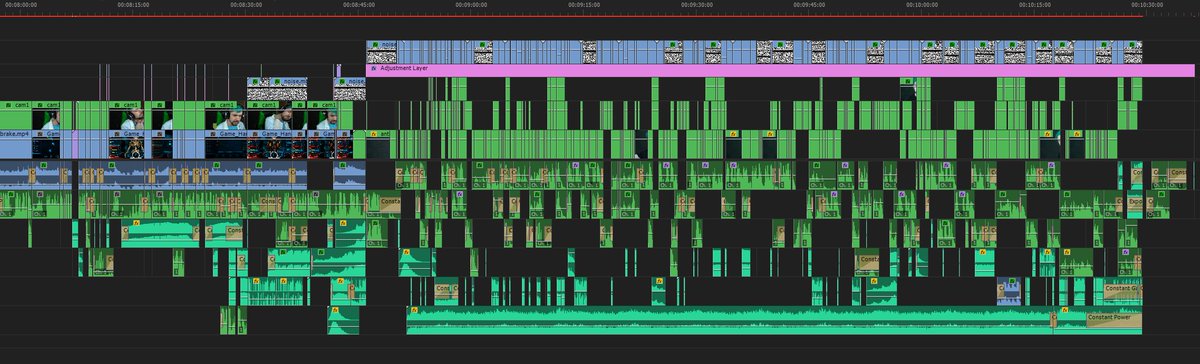 bitofalice's tweet image. Here's a look at part of the timeline for yesterdays video! 20h of editing over 3 days, all in stock Premiere CC with AE for eye-tracking :)