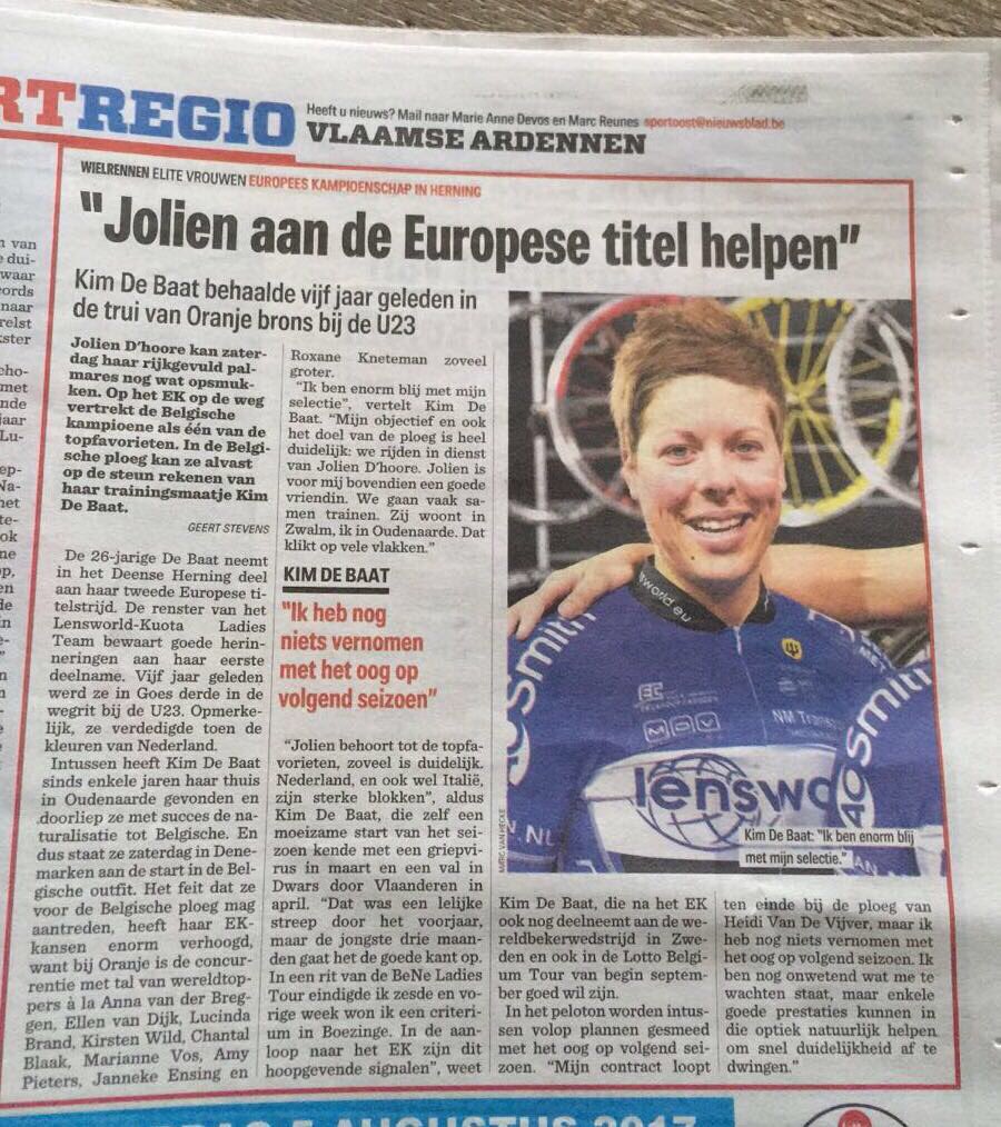 .<a href="/K1MDEBAAT/">Kim de Baat</a> over <a href="/EuroRoad17/">EuroRoad17</a> <a href="/BELCyclingTeam/">Belgian Cycling Team</a>. #LensworldKuota #EuroRoad17