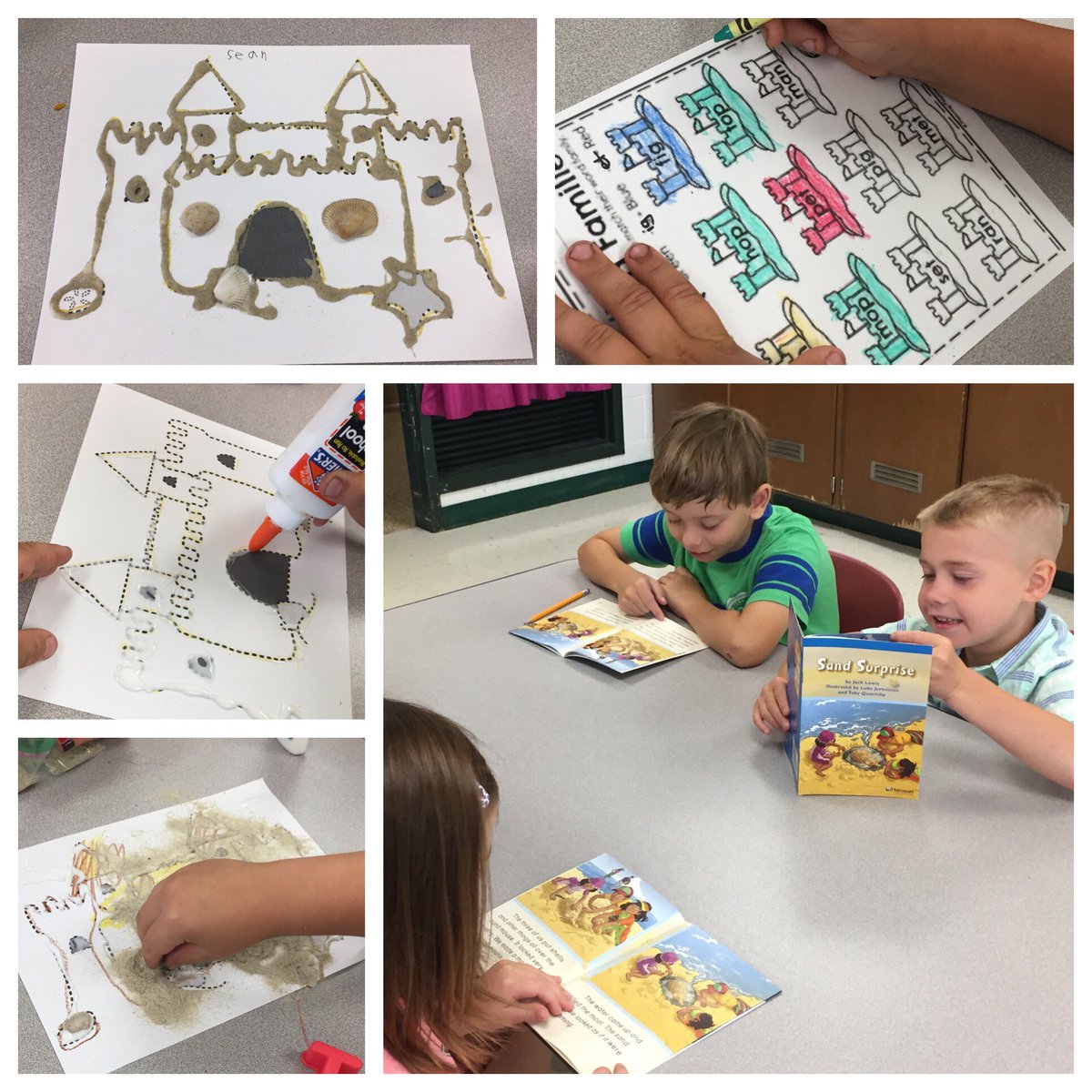 Fun day in ESY! My students visited their K buddies again to make sandcastles! Sand is an excellent sensory tool for all students 🐚✏️💛