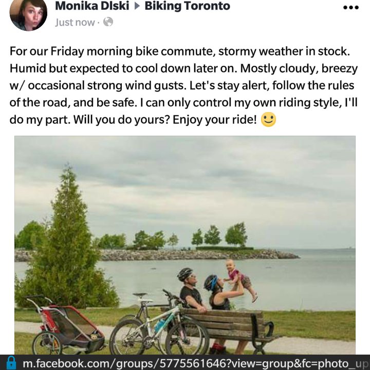 MonikaD7ski's tweet photo. Happy biking! #yyz #toronto #biketo #cycleon #sharetheroad #commute #tgif #letsgo #keepon #yolo #weather #bike2work https://t.co/G2jEKOSvve