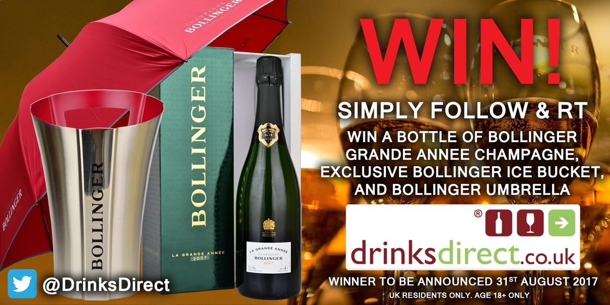 DrinksDirect's tweet photo. #FreebieFriday! You still have a #Free chance to #WIN these Bollinger #Champagne goodies! To enter, #RT &amp; #Follow @DrinksDirect Good Luck! https://t.co/HRlFLjTqRO