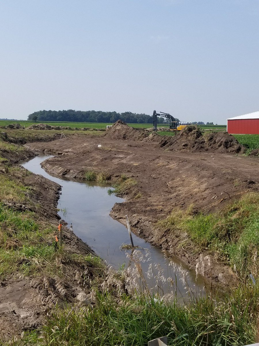 INWatershed's tweet photo. Two-stage construction work continues! So exciting to see new benches going in on Shatto Ditch! #conservation #agriculture #waterquality https://t.co/6hRfxIf2Gt