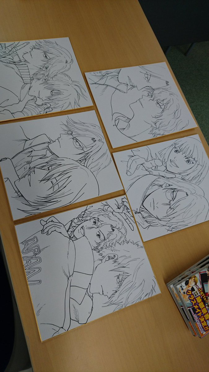 許斐剛 皆さんこんばんは ᵕᴗᵕ アニカンさんのプレゼント用に描き下ろした色紙 欲しいと言う声が凄く多かったので 本日発売の 新テニスの王子様21巻 の巻末に ハッピーぬり絵コーナー として それぞれの線画を掲載させて戴きました