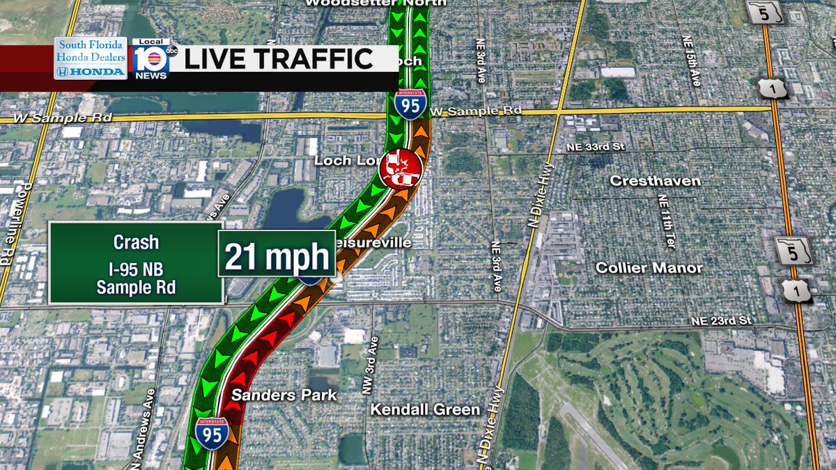 Crash on I-95 NB at Sample Rd #traffic https://t.co/5LgwIqrYyb