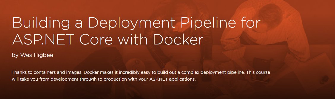 Dhabolt's tweet photo. New @Pluralsight course: "Building a Deployment Pipeline for AspDotNet Core with Docker" #DotNetCore #DotNet #Docker https://t.co/bENx8f3xLv https://t.co/n2qlDIvUMC