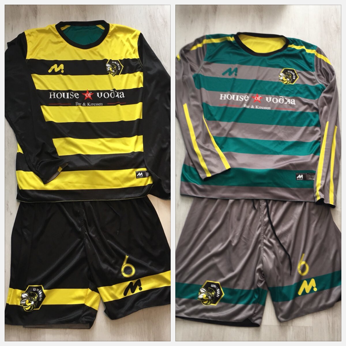 UniSunAthletic's tweet photo. New kits from @maccasports sponsored by @houseofvodka bring on the new season! #Scholars #UniSun #maccasports #houseofvodka #new kit https://t.co/L3M0TrdhSc