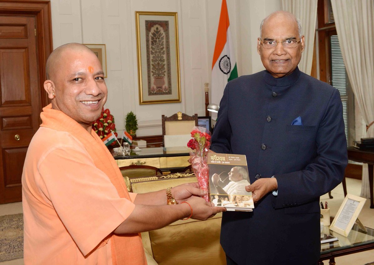 CMOfficeUP's tweet photo. #UPCM Shri #YogiAdityanath called on President Shri #RamNathKovind at Rashtrapati Bhavan today. https://t.co/C17myjxfSl