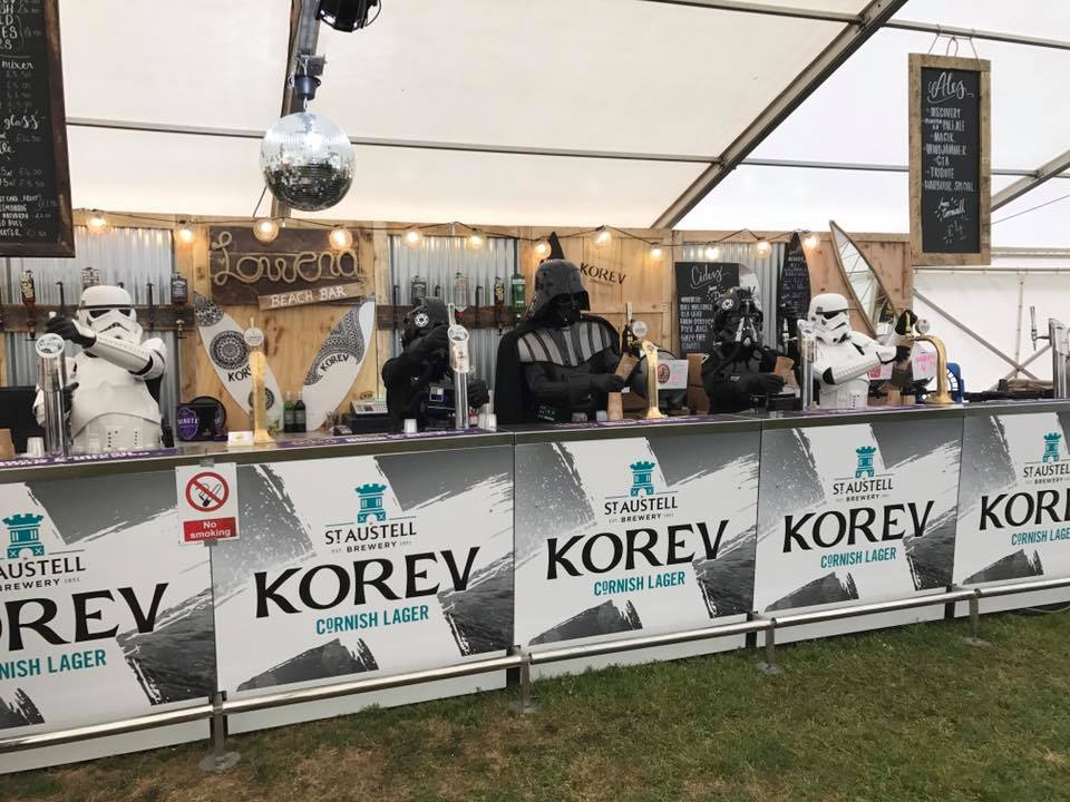 thezipbar's tweet image. Happy #InternationalBeerDay from everyone at #Zipbar! Here's some storm troopers serving up Cornish @KorevLager from a totally #portablebar