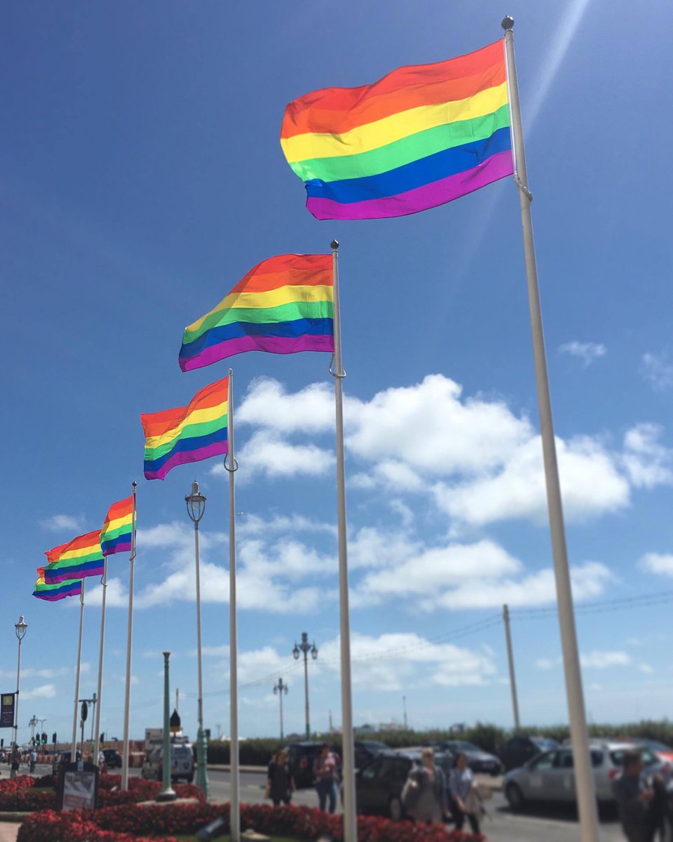 Sun shining, happy people everywhere &amp; our Pride flags up on the seafront - now that's what we call a great Friday! <a href="/PrideBrighton/">Brighton & Hove Pride</a> #Brighton