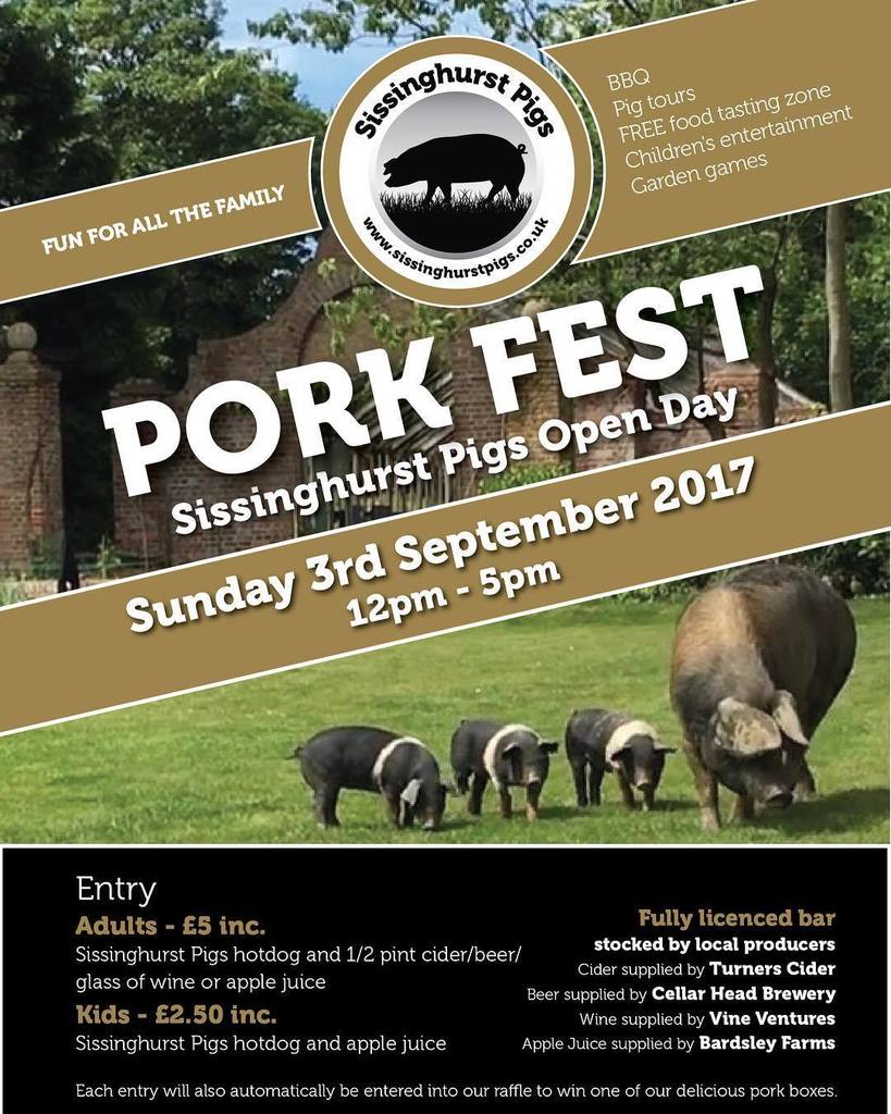 Pork Fest. Sunday 3 September. 12-5pm. BBQ. Fully licensed bar. Pig tours. Kids entertainment. Garden games. Come … ift.tt/2u7Zx2H